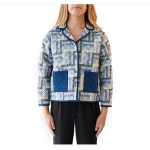 The Phluid Project Gender Inclusive Blue Quilted Patchwork Jacket in size large